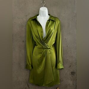 || REFORMATION Alaine Silk Dress in Avocado Green|| NWT! Sold Out Online!